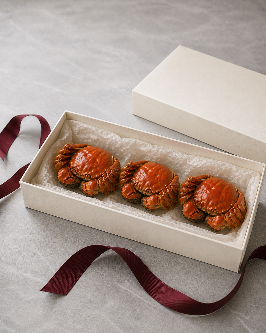Chilled gift box with two drunken hairy crabs