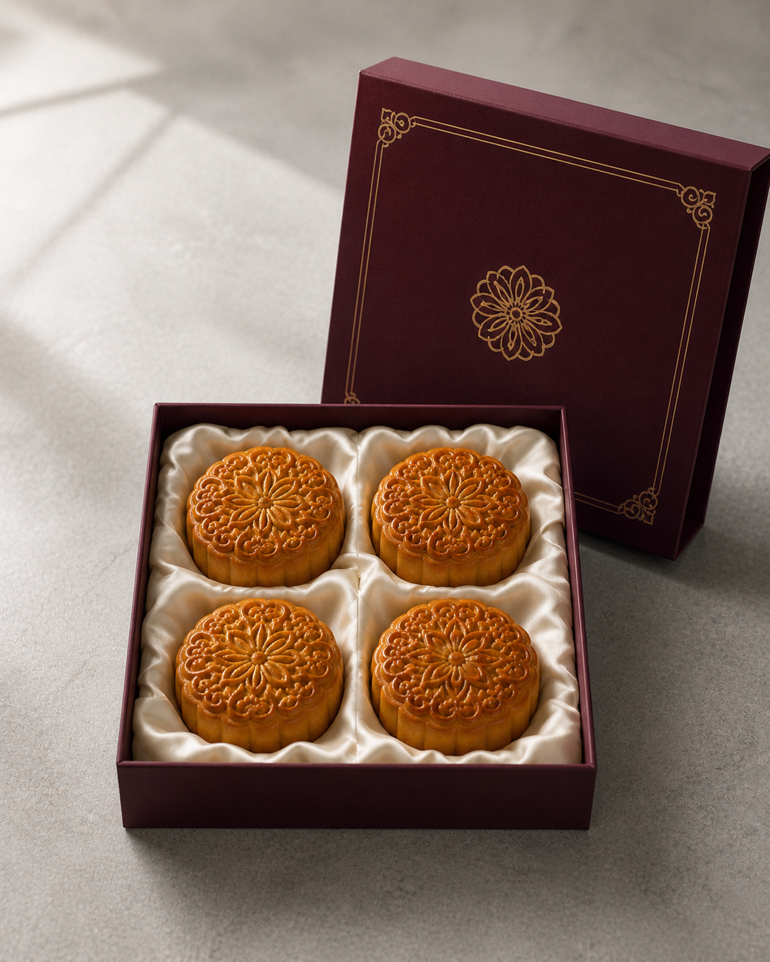 Burgundy mooncake gift box